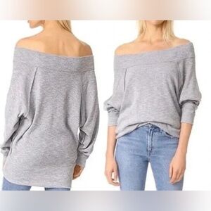 #505 Free People We The Free Palisades Off Shoulder Dolman Sleeve Top Gray XS